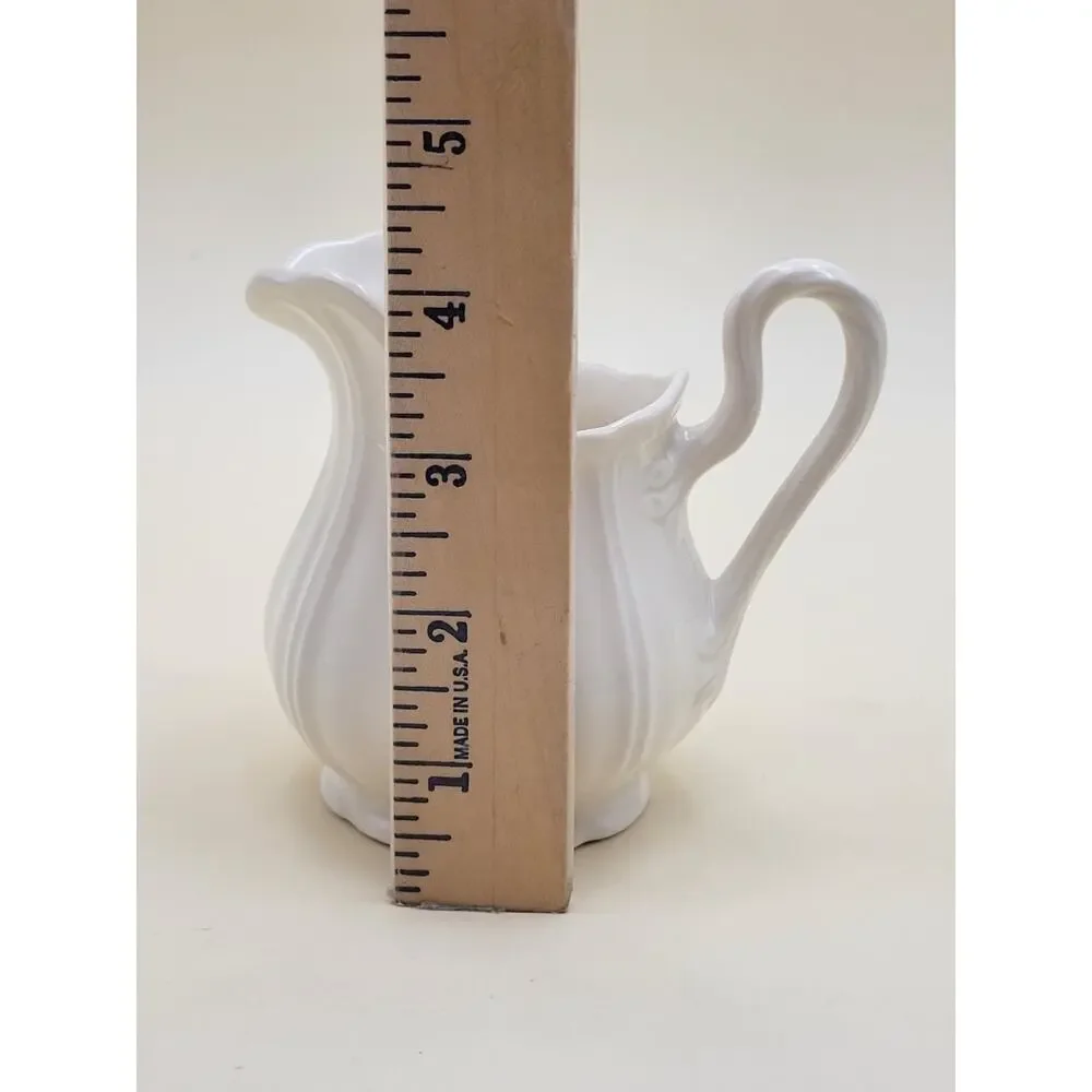 Wedgwood Queens Shape Creamer White Ceramic Scalloped Rim Vtg